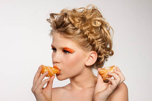 女人,头发,肖像,模型,水果,橙子.jpg